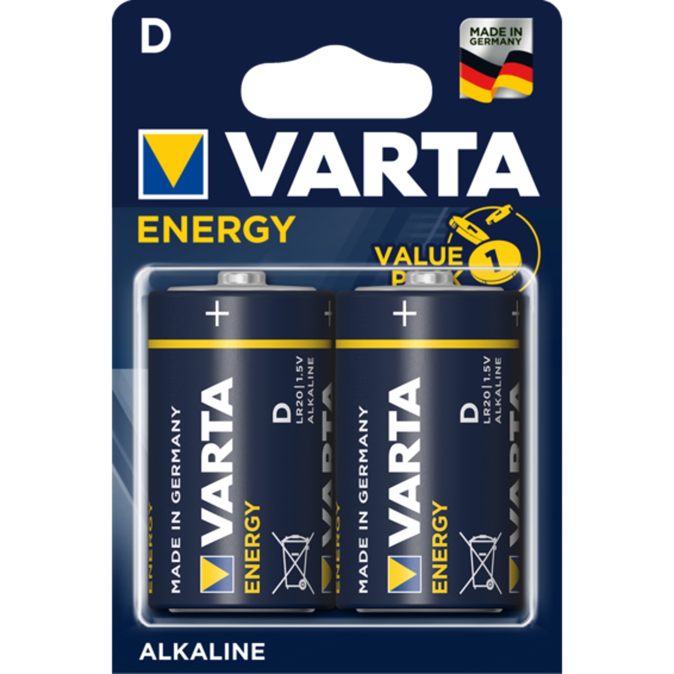 Blister pilas varta alcalinas energy lr20 d -  2 pilas