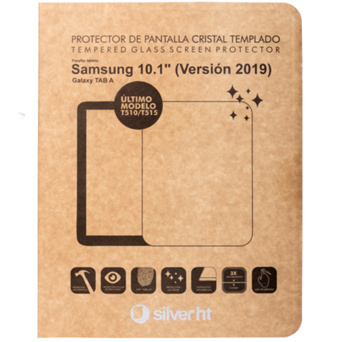 Protector de pantalla silver ht para samsung tab a 2019 10.1pulgadas (t510 - t515) cristal templado