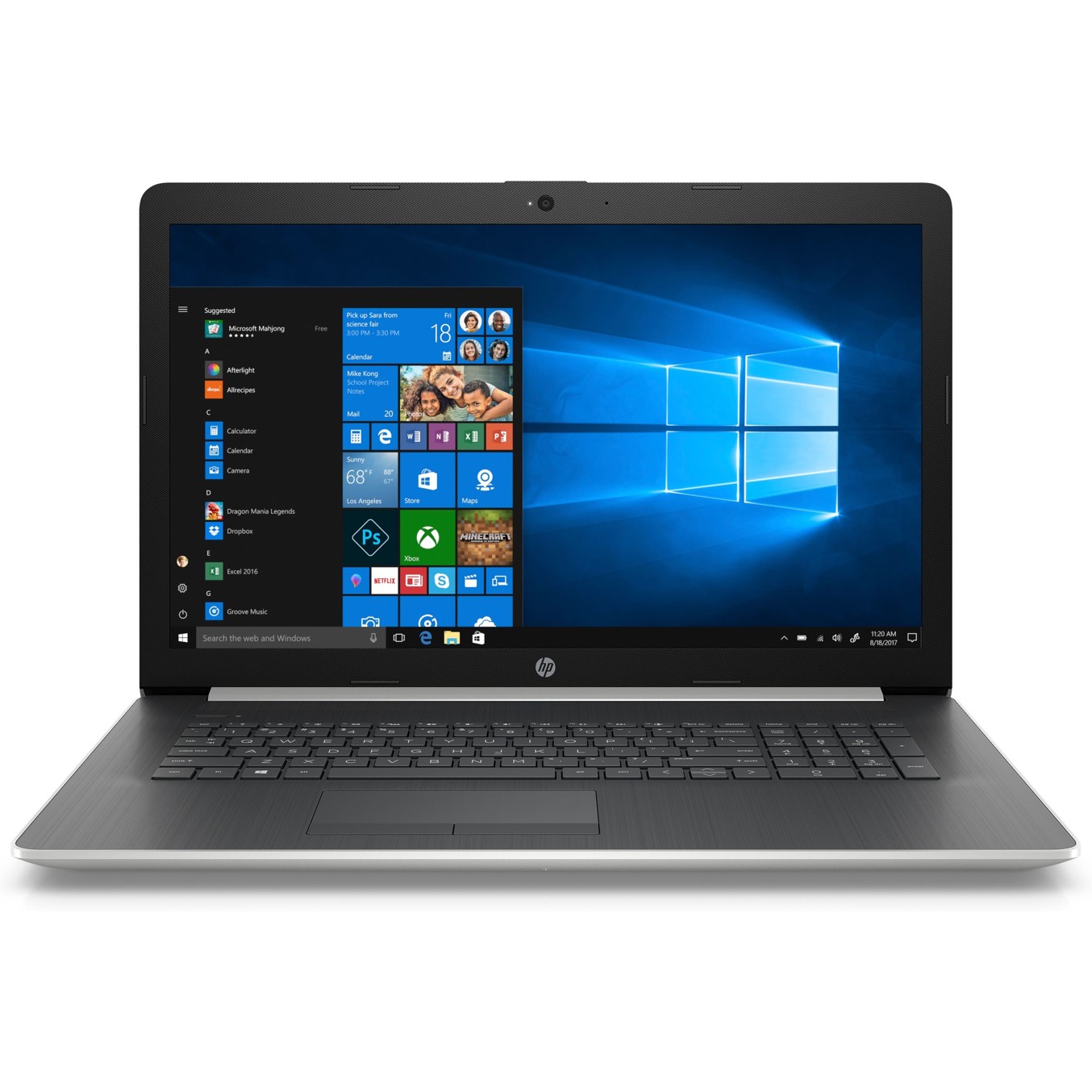 Portatil hp 17 - by0011ns i3 - 7020u 17.3pulgadas 8gb - ssd256gb - amd radeon 520 2gb -  dvdrw -  wifi - bt - w10 -  plata natural