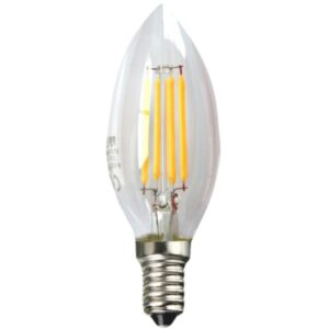 Bombilla led silver electronic filamento transparente vela 4w=60w -  e14 -  3000k luz calida -  a++