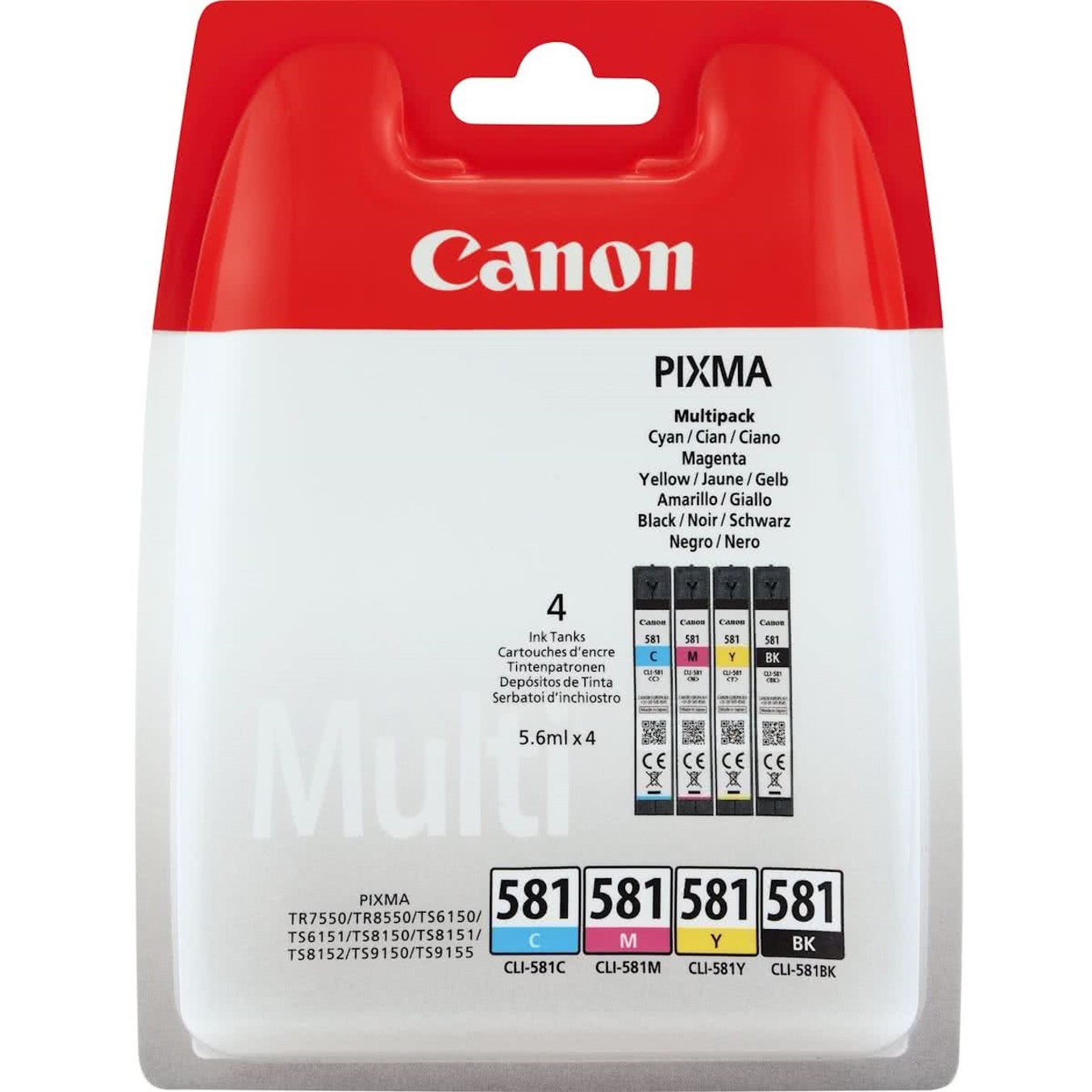 Multipack tinta canon cli 581 pixma tr7550 - ts6150 - ts6151 - ts8150 - ts8151 - ts8152 - ts9150 - ts9155