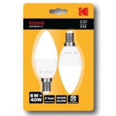 Bombilla led kodak vela c37 -  e14 -  480lm -  calido 3000k -  6w - 40w -  no regulable blister 2 ud