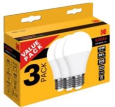 Bombilla led kodak globo a60 -  e27 -  806lm -  calido 3000k -  10w=60w -  no regulable blister 3 ud