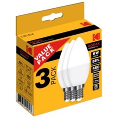 Bombilla led kodak vela c37 -  e14 -  480lm -  calido 3000k -  6w=40w -  no regulable blister 3 ud