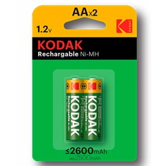 Blister pilas kodak recargables ni - mh aa lr6 2600 mah -  2 pilas