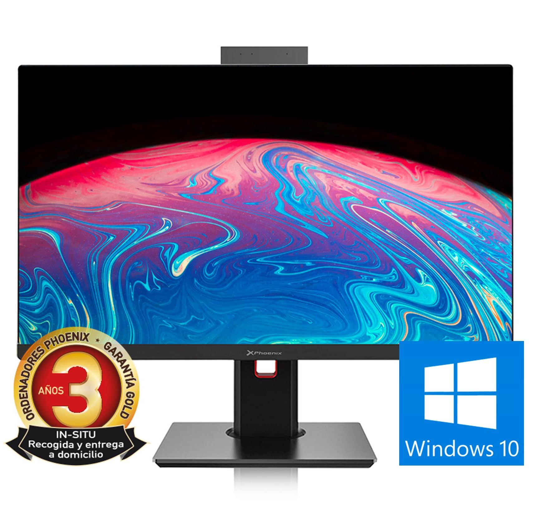 Ordenador pc all in one aio phoenix 23.8pulgadas fhd ajustable altura y rotativo - web cam -  intel i5 9400 - 8 gb ddr4 - 480 gb ssd  windows 10