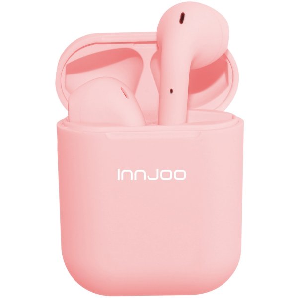 Auriculares bluetooth innjoo go rosa + estuche de carga