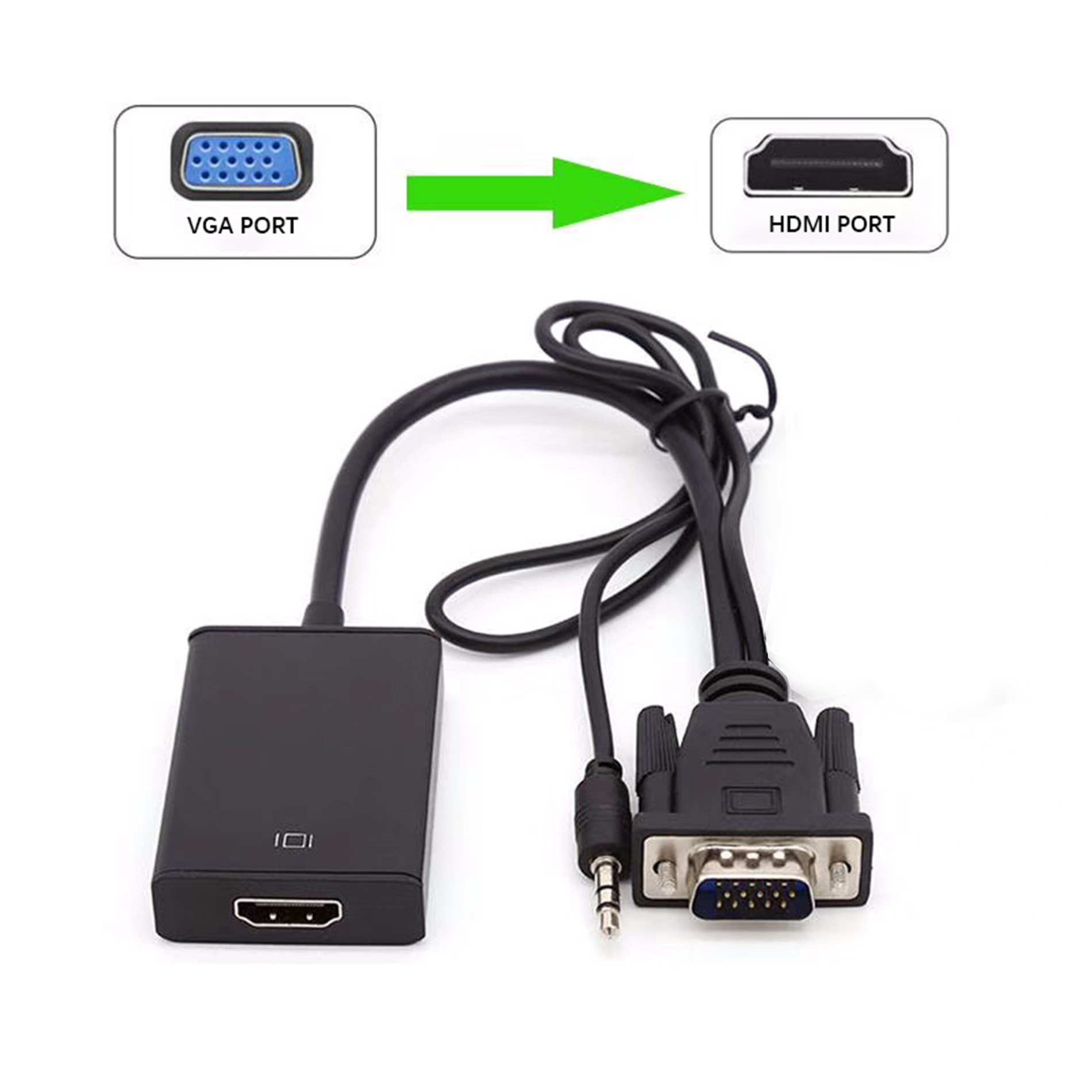 Adaptador de conversor cable phoenix vga a hdmi con audio - macho - hembra 1 Adaptador de conversor cable phoenix vga a hdmi con audio - macho - hembra