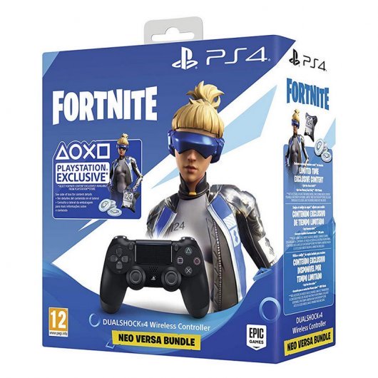 Accesorio sony ps4 -   mando dualshock negro v2 + lote neo versa fortnite