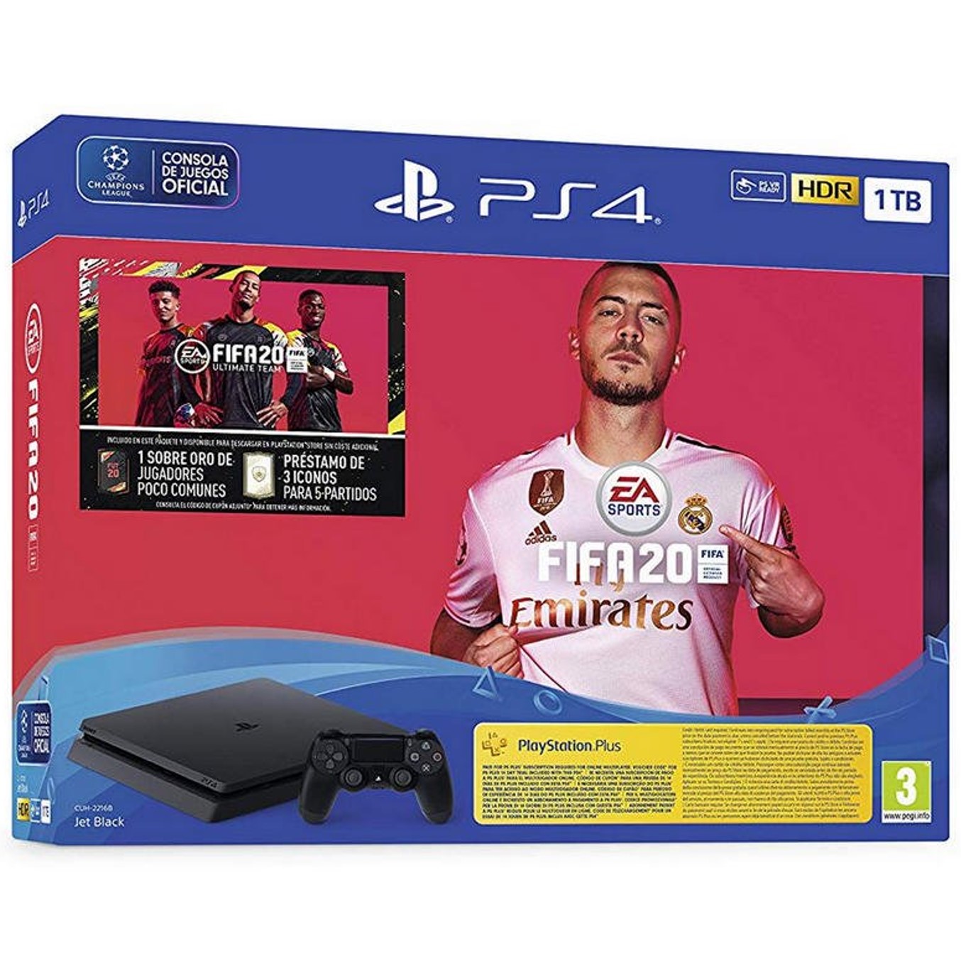 Consola sony ps4 1tb negra + fifa 20 + ps plus 14 dias