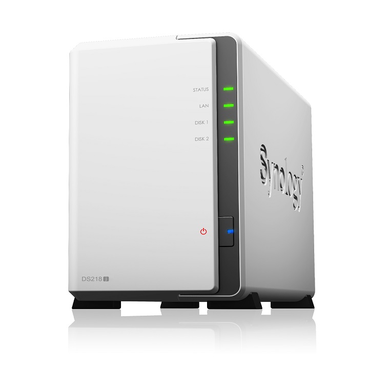 Servidor nas synology disk station ds218j 512 mb 2 bahias raid ethernet gigabit