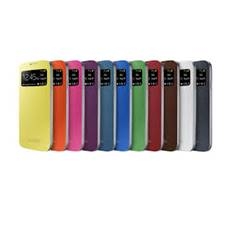 Funda flip cover con pantalla frontal para smartphone samsung galaxy s4 rosa