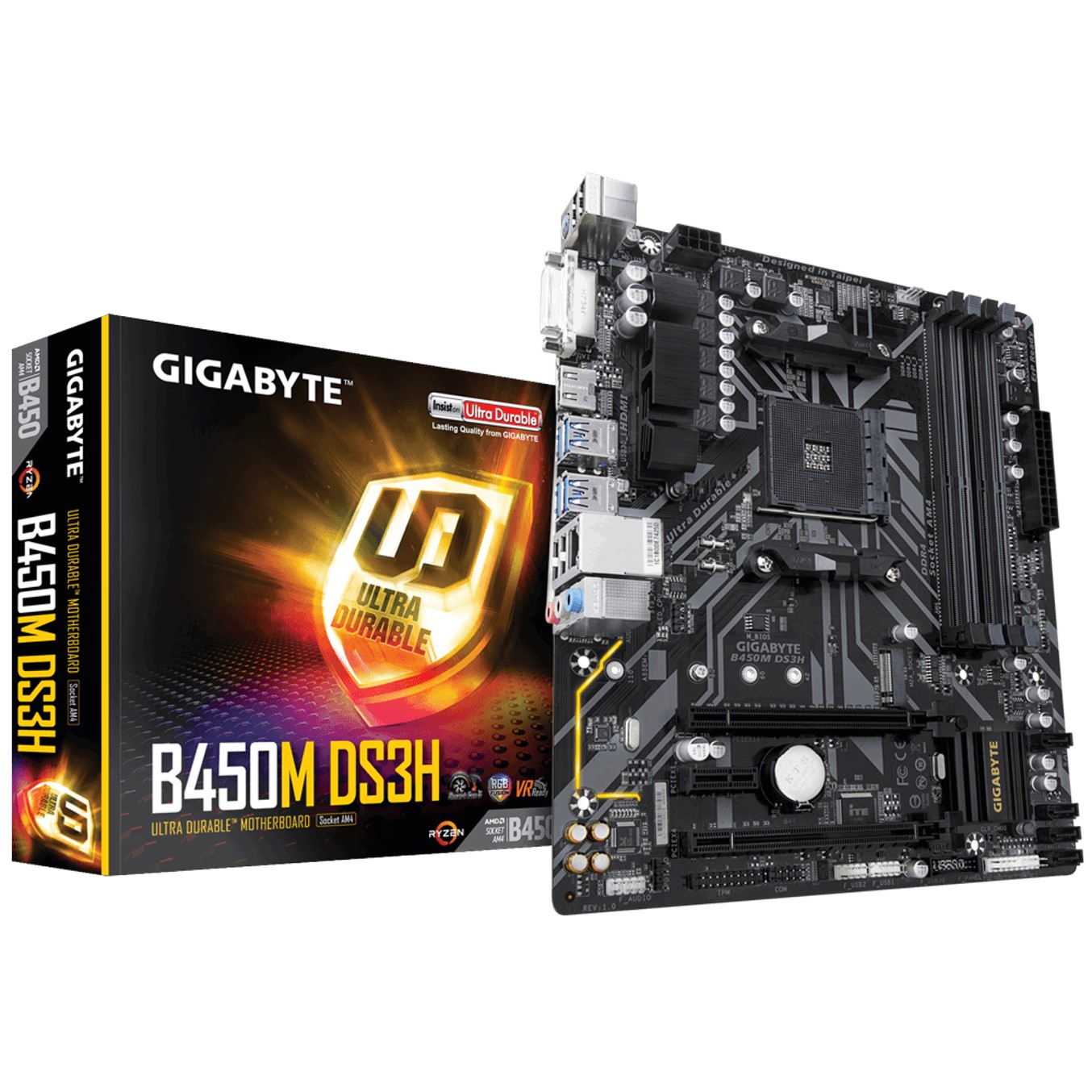 Placa base gigabyte amd b450m ds3h ddr4x4 64gb dvi - d hdmi micro atx