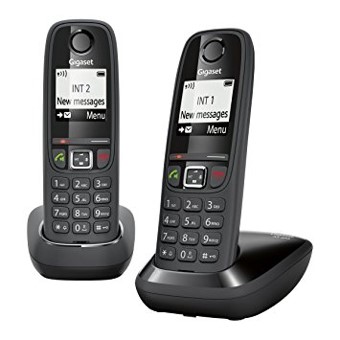 Telefono fijo inalambrico gigaset as405 duo negro 100 numeros agenda -  20 tonos -  manos libres