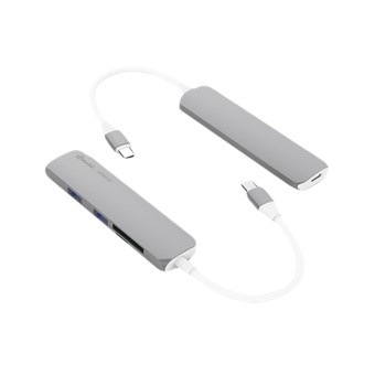 Mini hub usb tipo c silver ht 3 en 1 -  hdmi -  usb -  usb tipo c -  gris oscuro