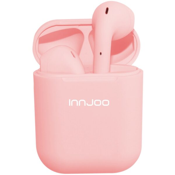 Auriculares bluetooth innjoo go rosa + estuche de carga