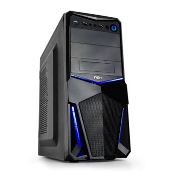 Caja ordenador gaming nox pax atx  usb 3.0 azul y negra sin fuente