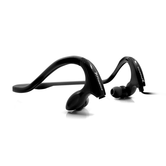 Auriculares de diadema con cable -  microfono - control de volumen  phoenix phactivesports - ergonomicos - resistentes al agua y al sudor ipx4 - manos libres - deporte - color negro acabado en goma