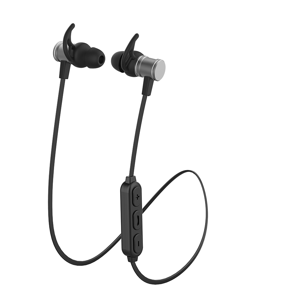 Auriculares bluetooth deportivos phoenix con cabezales magneticos y manos libres con acabado metalico