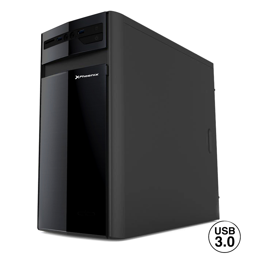 Caja ordenador semitorre micro atx oem phcajamicroatx3  1* 3.0 usb 1* 2.0 usb sin fuente black glossy  negro brillante