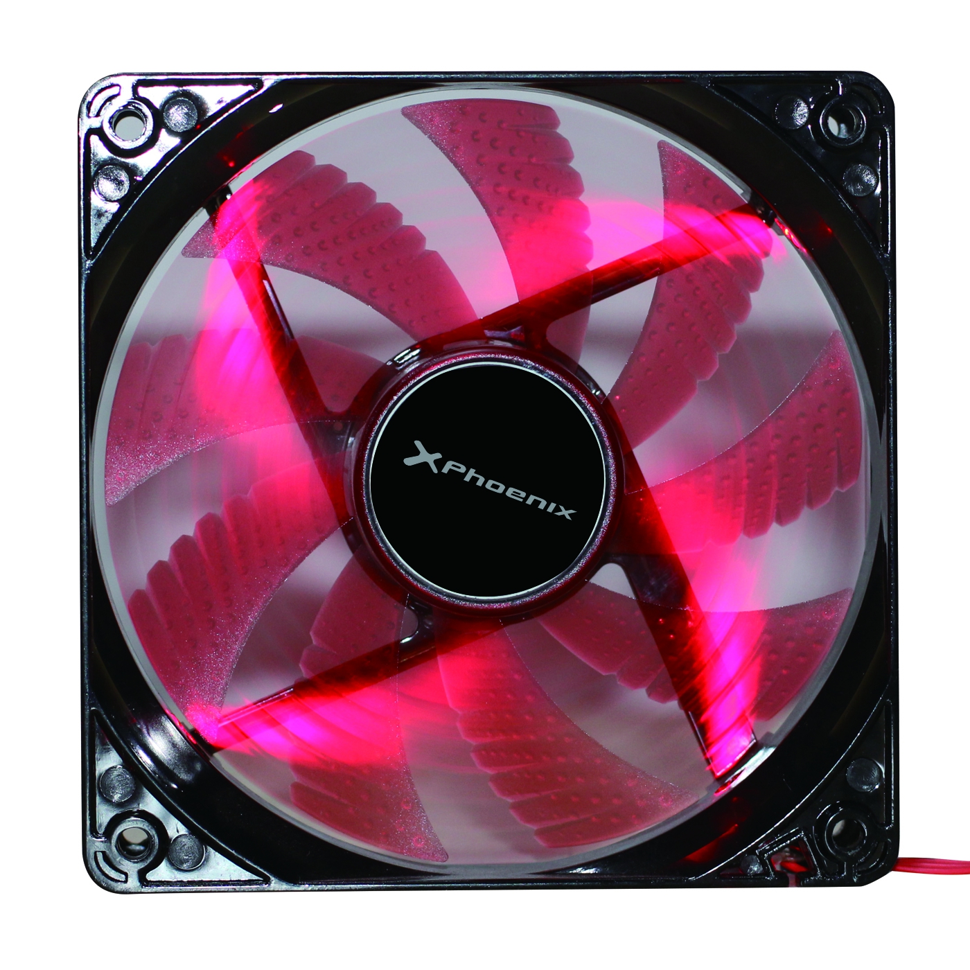 Ventilador auxiliar phoenix phcoolerfan12led 12cm - 3 a 4 pines -  1200rpm -  silencioso - aspas con luces led rojas tipo gaming