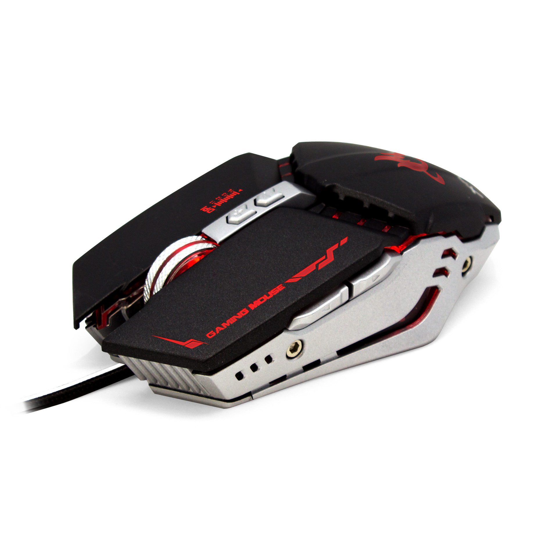 Mouse raton optico phoenix phfactormouse - s con cable trenzado usb - estetica gaming - 8 botones de control - hasta 3200dpi  - retroiluminado 4 colores  - negro