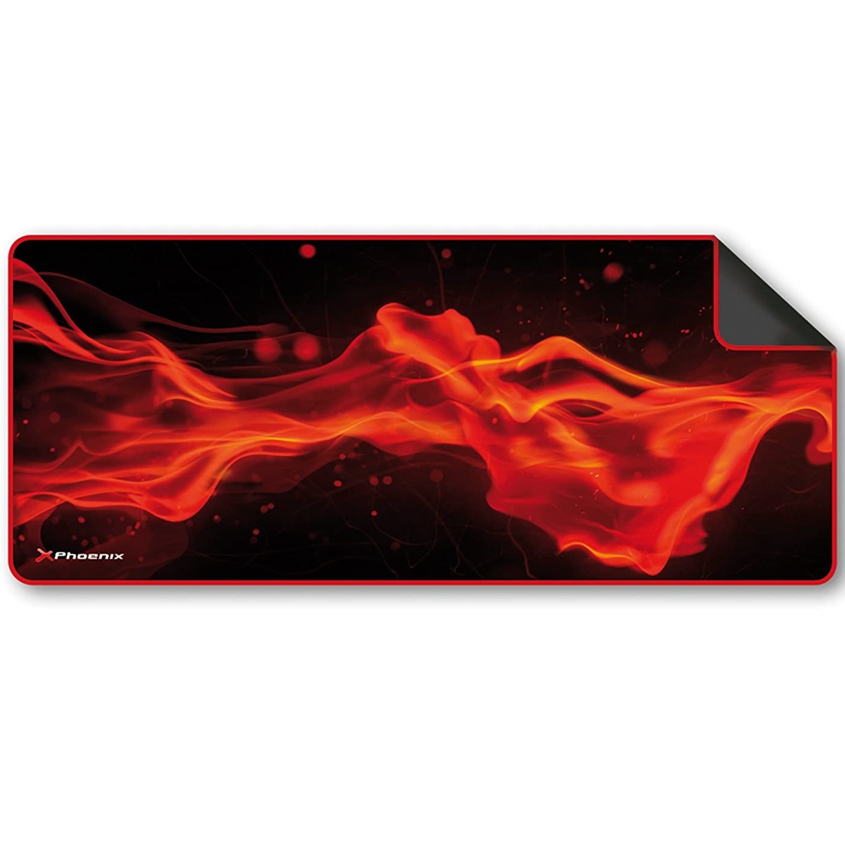 Alfombrilla phoenix phfactorpad - l gaming para mouse raton y teclado tamaño l 850 x 295 x 3 mm silicona suave antideslizante rojo y negro