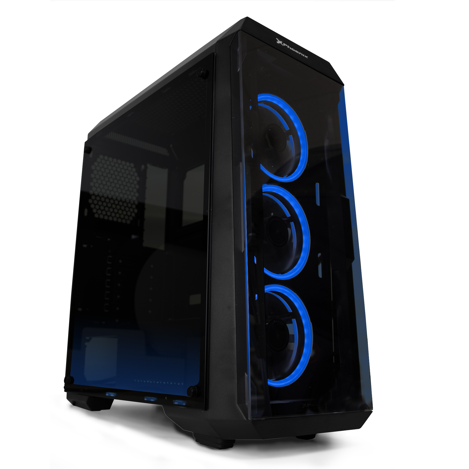 Caja ordenador gaming phoenix freya edicion blue atx mini - atx micro - atx - cristal templado - filtros antipolvo - lateral transparente - incluye 3 ventiladores azul con leds dobles + 2 tiras led