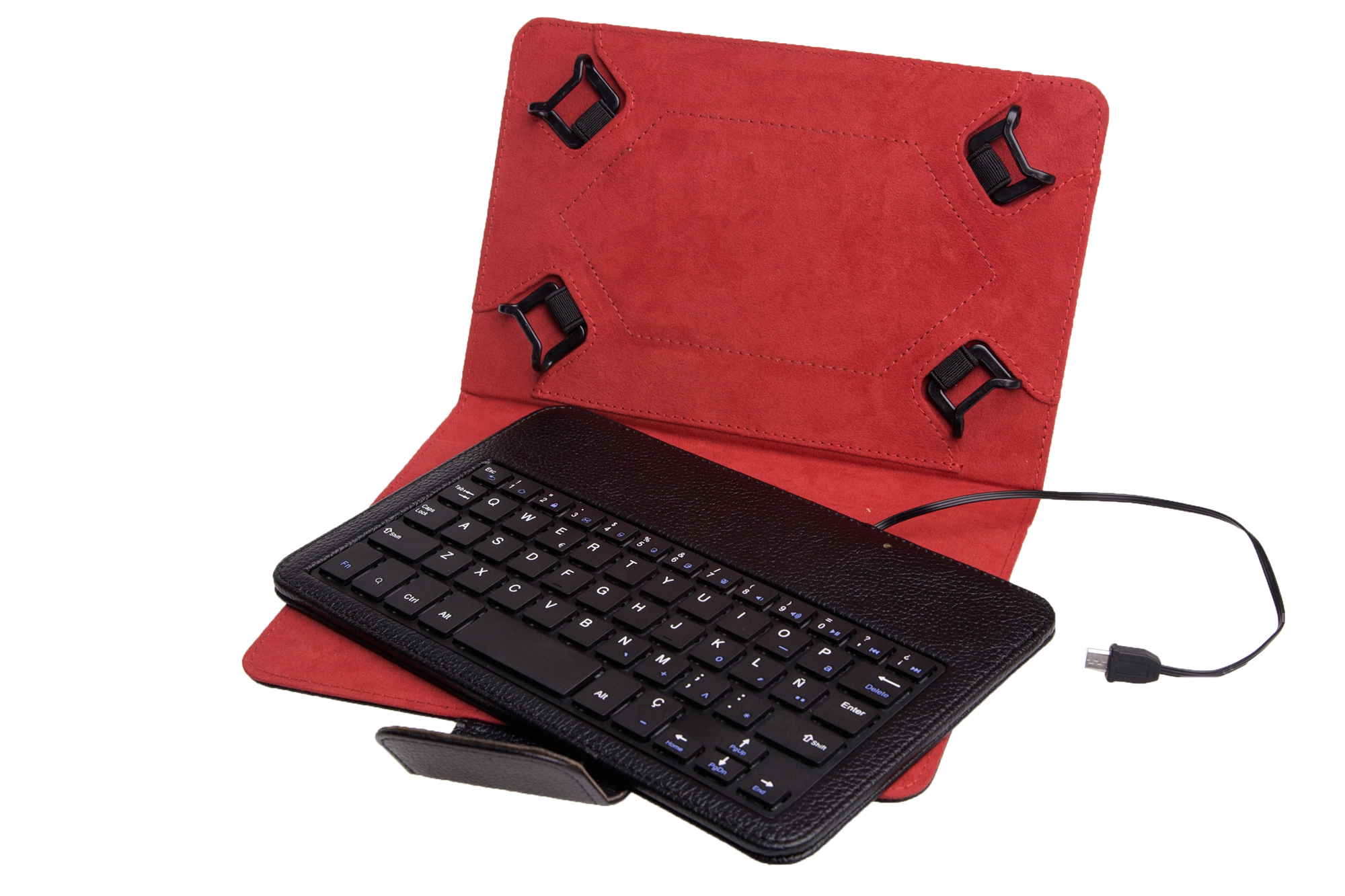 Funda universal + teclado con cable phoenix para tablet - ebook 7 - 8''  negra micro usb