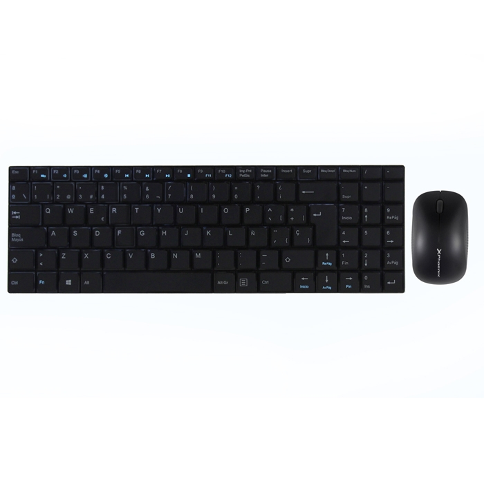 Combo teclado multimedia phoenix español ultra fino negro +  raton inalambrico phoenix 2.4ghz 1000 - 2000 dpi negro