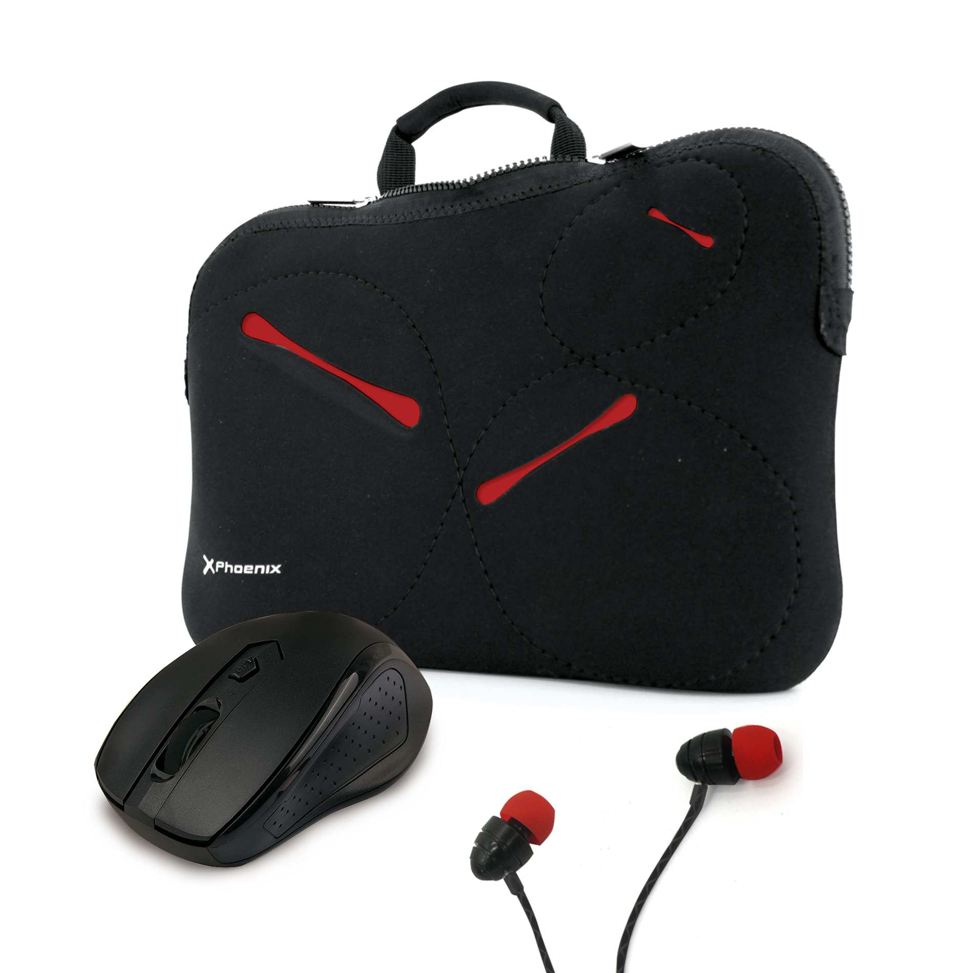 Kit funda sleeve phstockholm12 - 14 + mini mouse phr516b + auriculares boton phurbanh90+