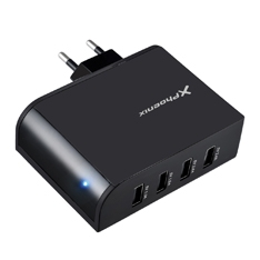 Cargador adaptador usb universal de pared phoenix phmultiusbcharger 4 x usb negro 5.1v 2.1a