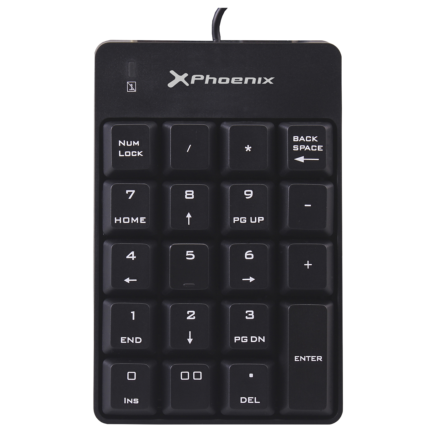 Teclado numerico key pad con cable phoenix phnumericalpadb conexion - usb - 19 teclas - indicador led - valido para windows negro