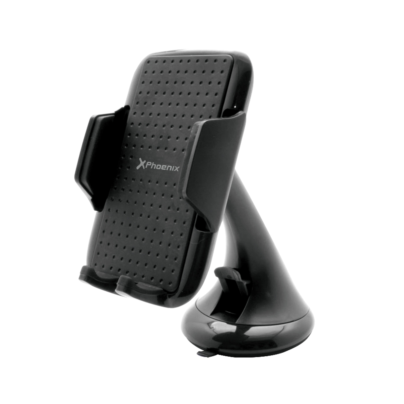 Soporte universal de coche phoenix phstandholder con boton de escape rapido valido para telefono -  smartphone - pda - gps - psp - iphone - ipod - mp3 - mp4 hasta 6pulgadas apertura de 6.5cm a 9cm negro