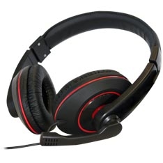 Auriculares con microfono phoenix talk and play tipo gaming negro y rojo