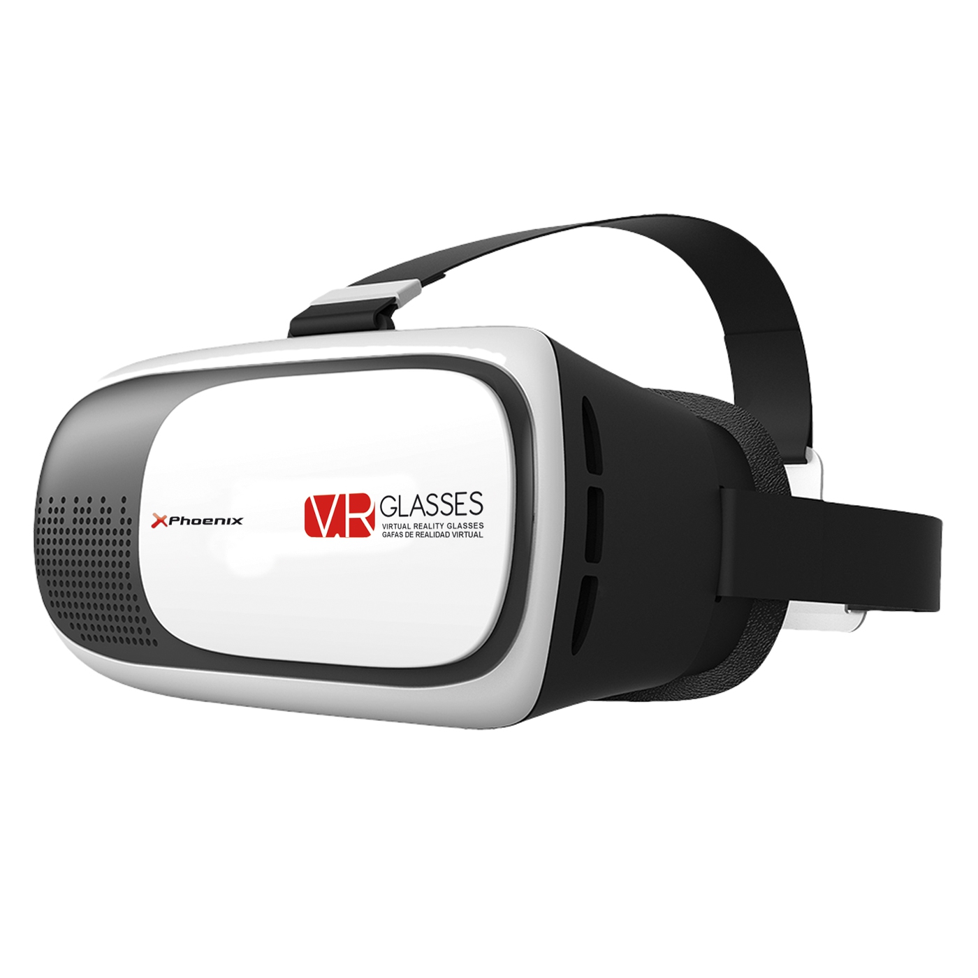 Gafas 3d vr de realidad virtual universales phoenix - lentes de resina optica - valido para telefono smartphone hasta 6pulgadas -  cinta elastica ajustable para sujeccion - distancia focal regulable blanco