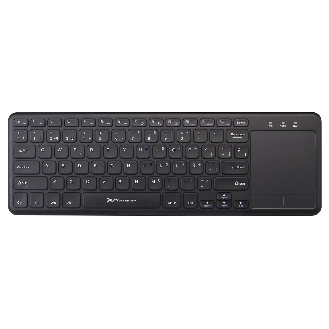 Teclado multimedia qwerty español wireless inalambrico 2.4ghz touchpad  phoenix phwirelesskeypad - plug and play usb dongle - para windows - android - smart tv -  chrome - color negro