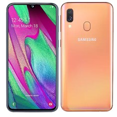 Telefono movil smartphone samsung galaxy a40 coral - 5.9pulgadas - 64gb rom - 4gb ram - 16+5mpx -  25mp - octa core - 4g - dual sim - lector de huella