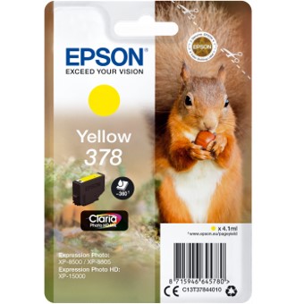 Cartucho tinta epson c13t37844010 singlepack amarillo 378 claria photo hd ink xp - 8500 ardilla