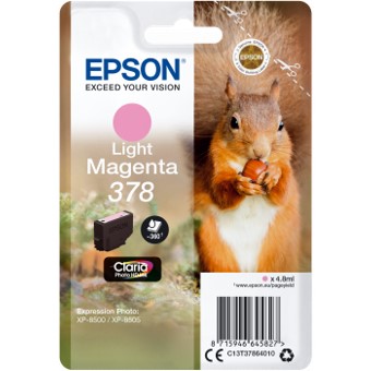 Cartucho tinta epson c13t37864010 singlepack light magenta 378 claria photo hd ink xp - 8500 ardilla