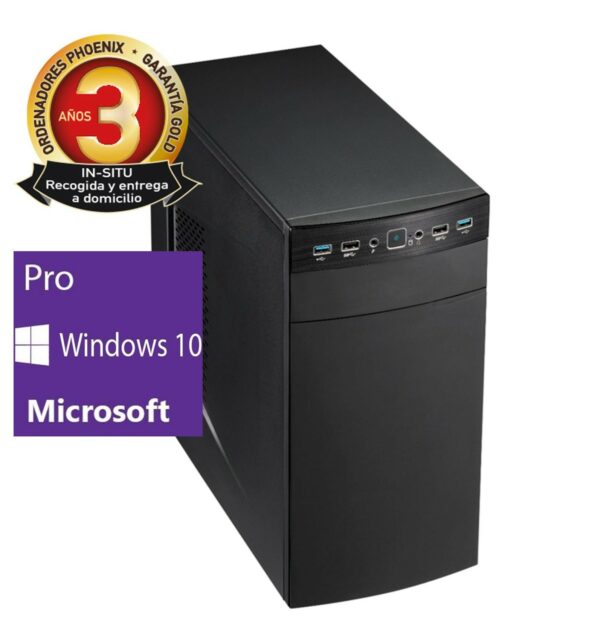 Ordenador pc phoenix topvalue intel core i3 8gb ddr4 240 gb ssd rw micro atx windows 10 pro