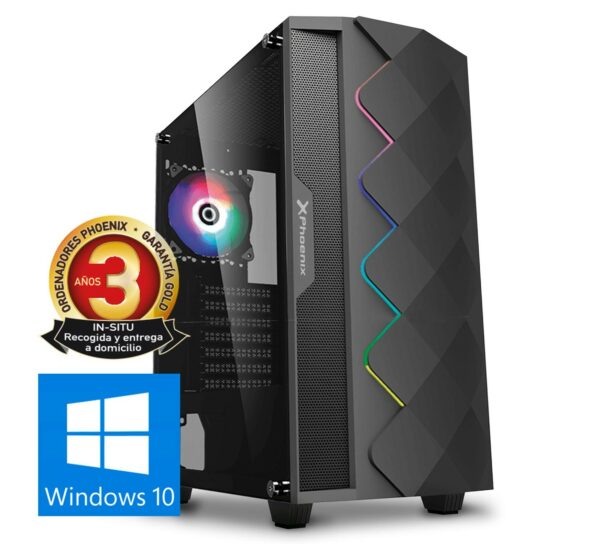 Ordenador phoenix gaming rgb zork 3 black amd ryzen 3 vga vega8 ddr4 2666 240gb ssd 1tb hdd atx rgb pc windows 10