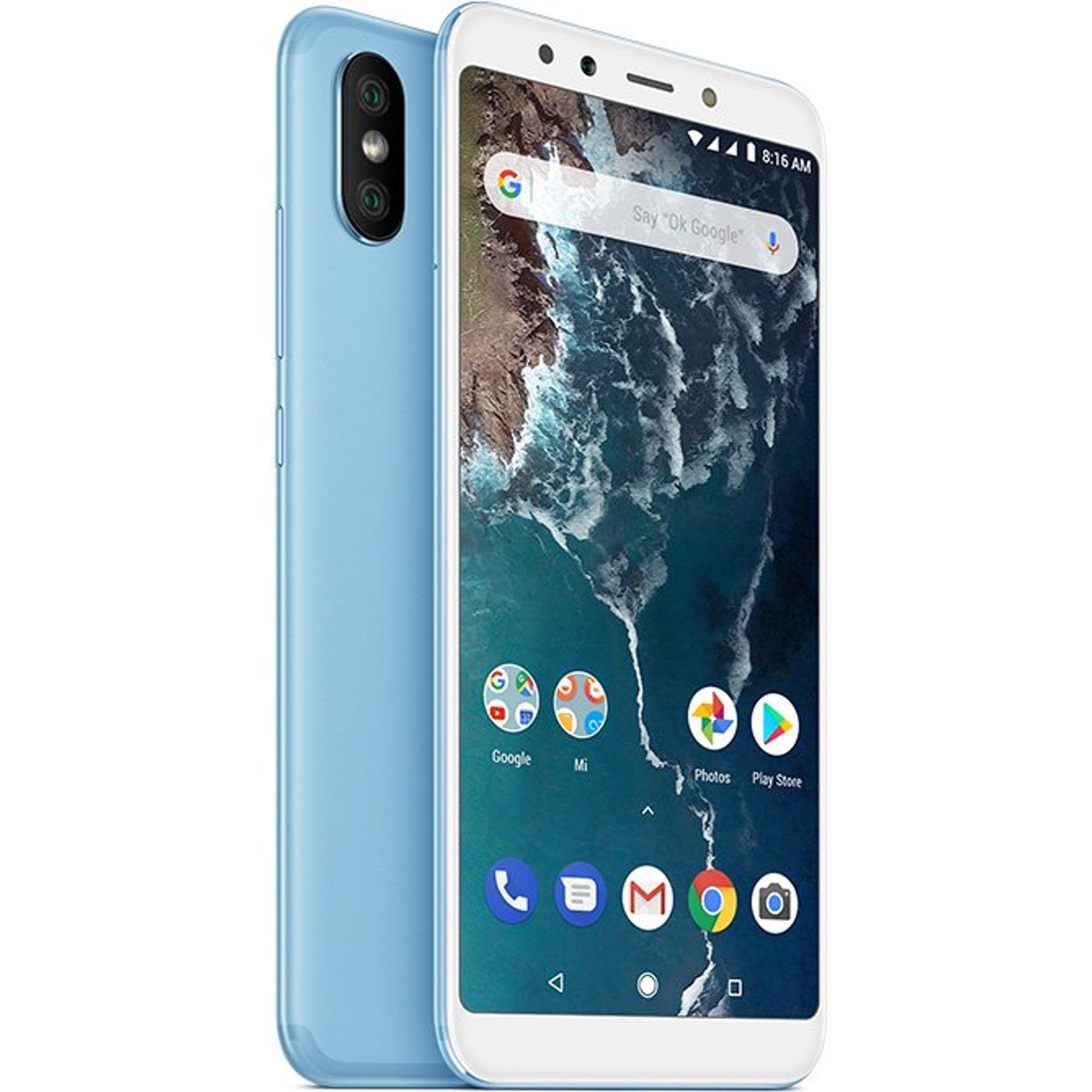 Telefono movil smartphone xiaomi mi a2 azul 5.99pulgadas -  64gb rom -  4gb ram -  dual camera 12+20 mpx -  camara delantera 20 mpx -  18:9 - huella -  3000 mah -  android one