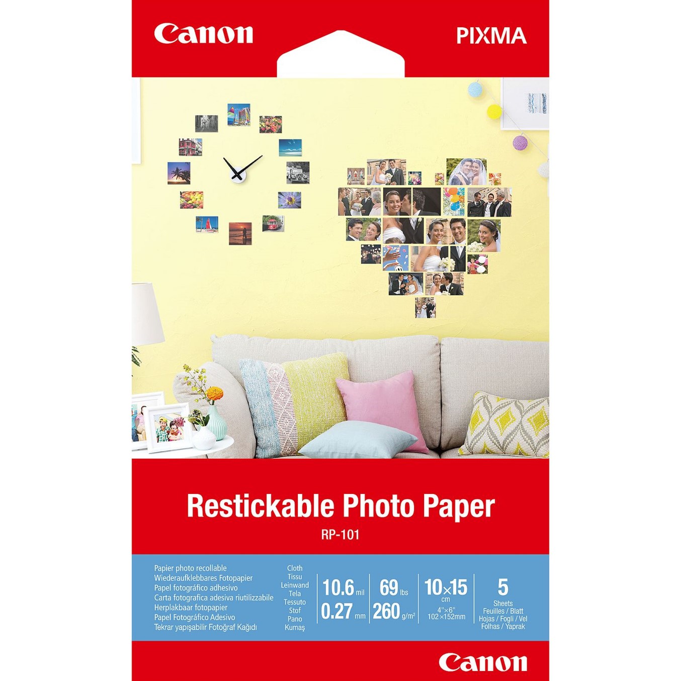 Papel canon foto rp - 101 3635c002 a6 10x15 -  5 hojas