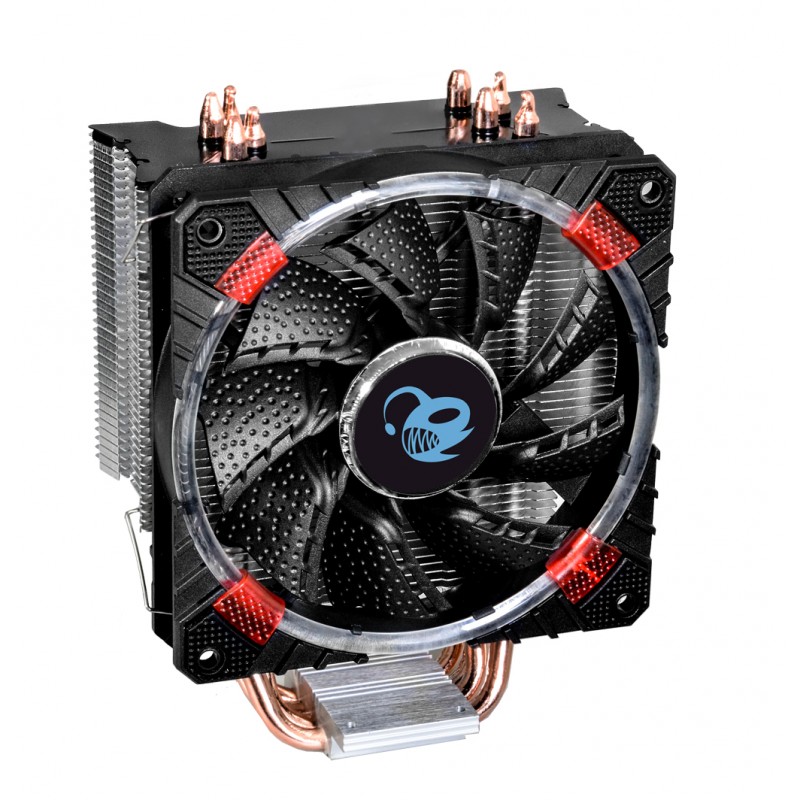 Ventilador disipador coolbox deep cyclone gaming. para intel y amd led rojo