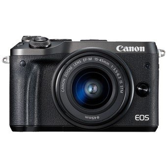 Camara digital reflex canon eos m6 ef - m15 - 45mm is stm cmos - 24.2mp - digic 7 - full hd - wifi - nfc - bluetooth - negro