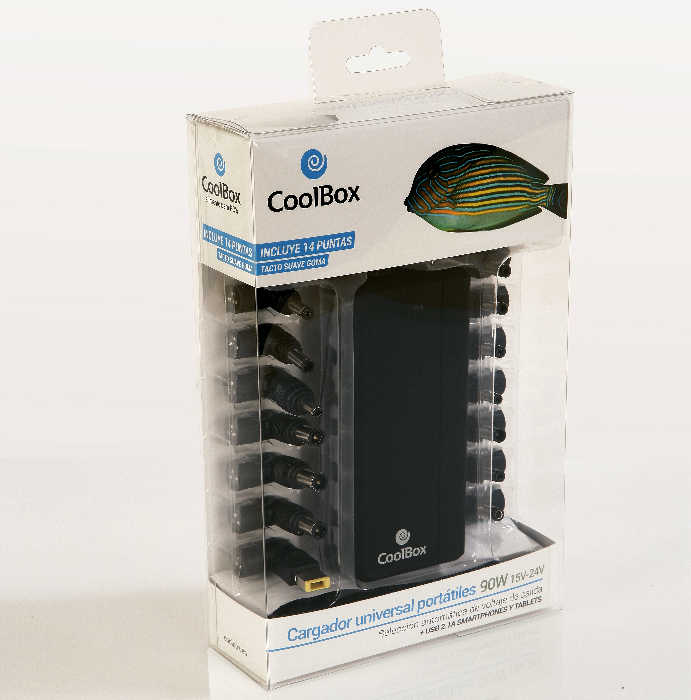 Adaptador cargador de corriente universal para portatiles coolbox