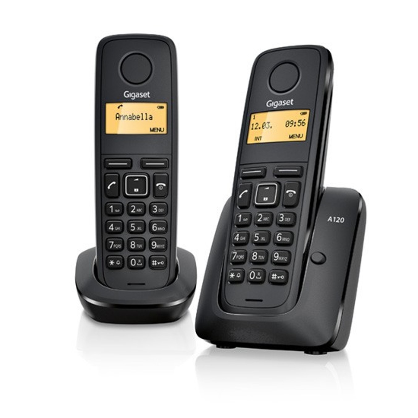 Telefono fijo inalambrico gigaset a120 duo negro 50 numeros agenda -  10 tonos