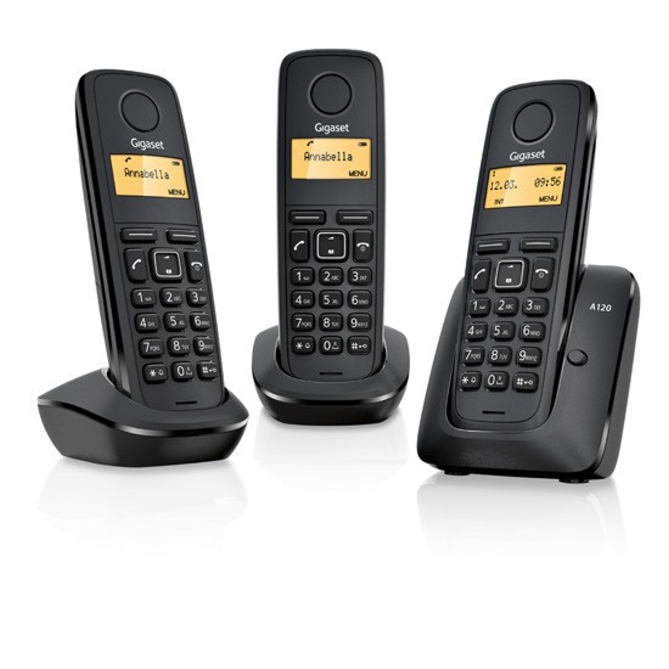 Telefono fijo inalambrico gigaset a120 trio negro 50 numeros agenda -  10 tonos