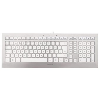 Teclado cherry strait 3.0 plano silencioso usb blanco - plata